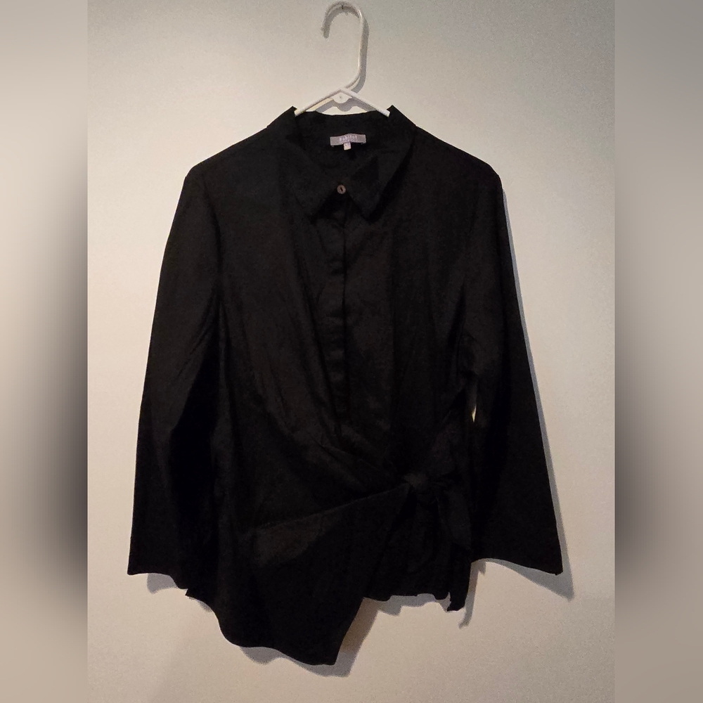 Habitat Black Asymmetrical Button Down Shirt